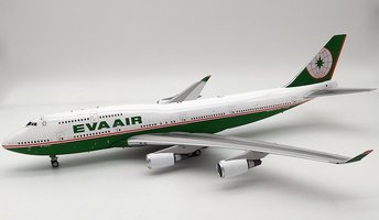 Boeing 747-400 EVA Air with stand
